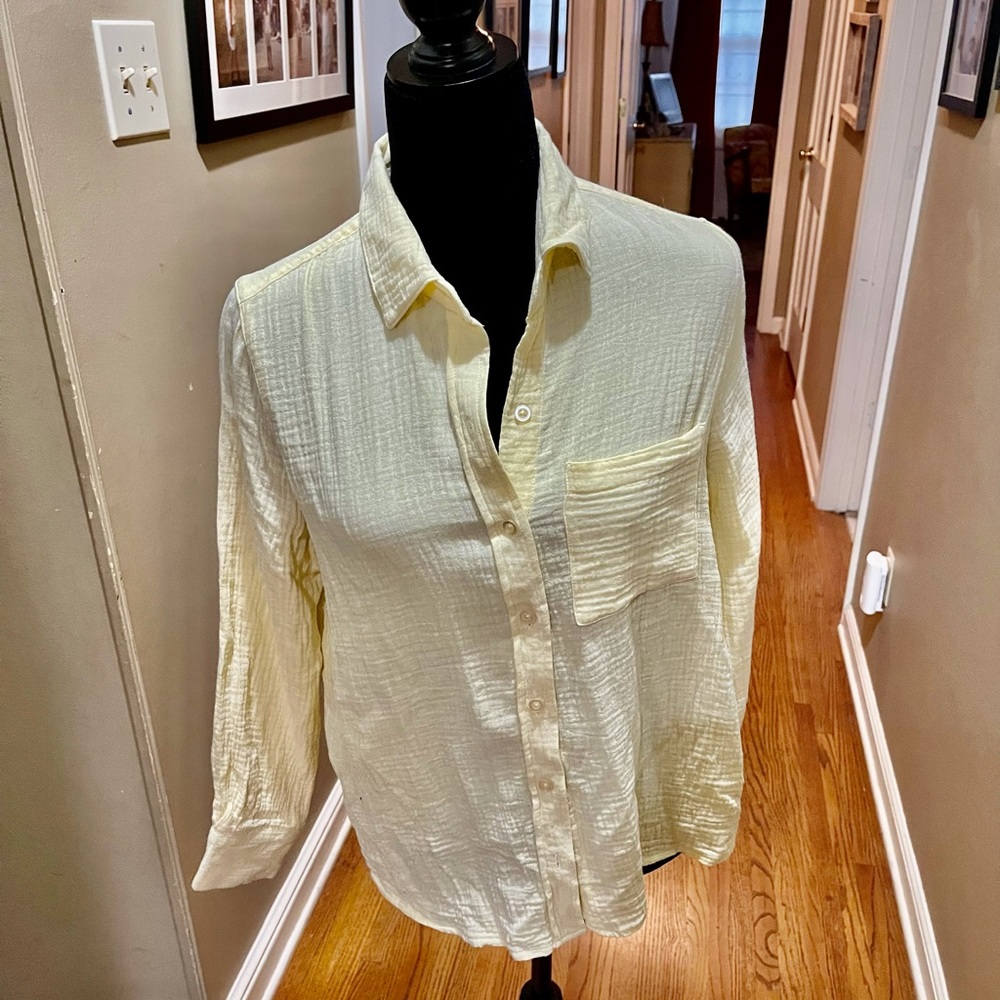 Pale Yellow Button Up Front Shirt